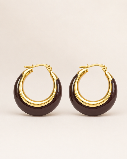 Mocha Halo 18K Gold-Plated Statement Hoop Earrings
