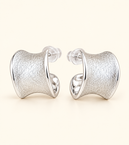 Sienna Sculpted Statement Earrings in textured silver-tone finish