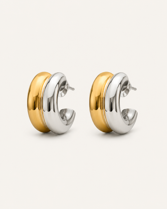 Duet Luxe Two-Tone Sculpted Hoop Earrings