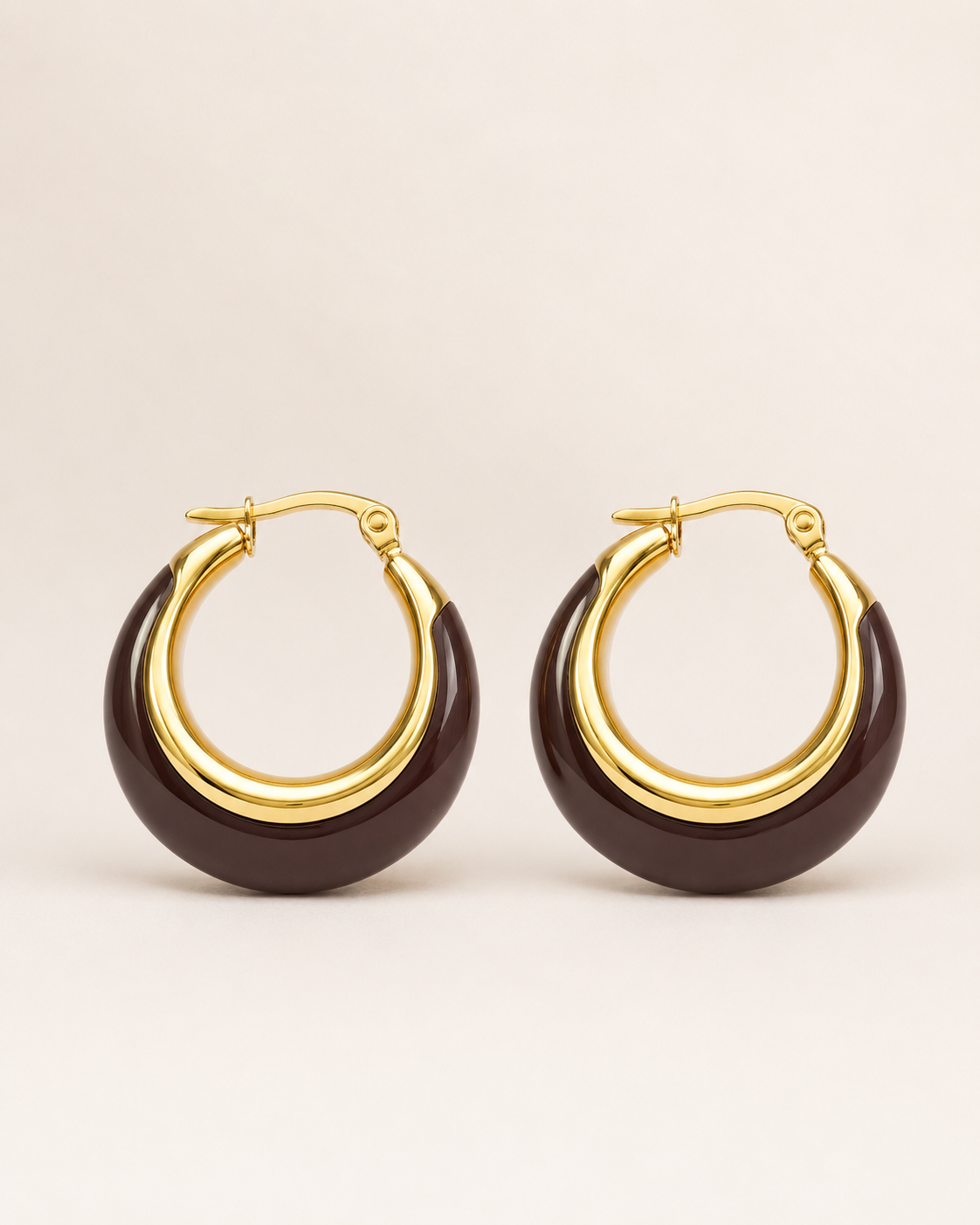 Mocha Halo 18K Gold-Plated Statement Hoop Earrings