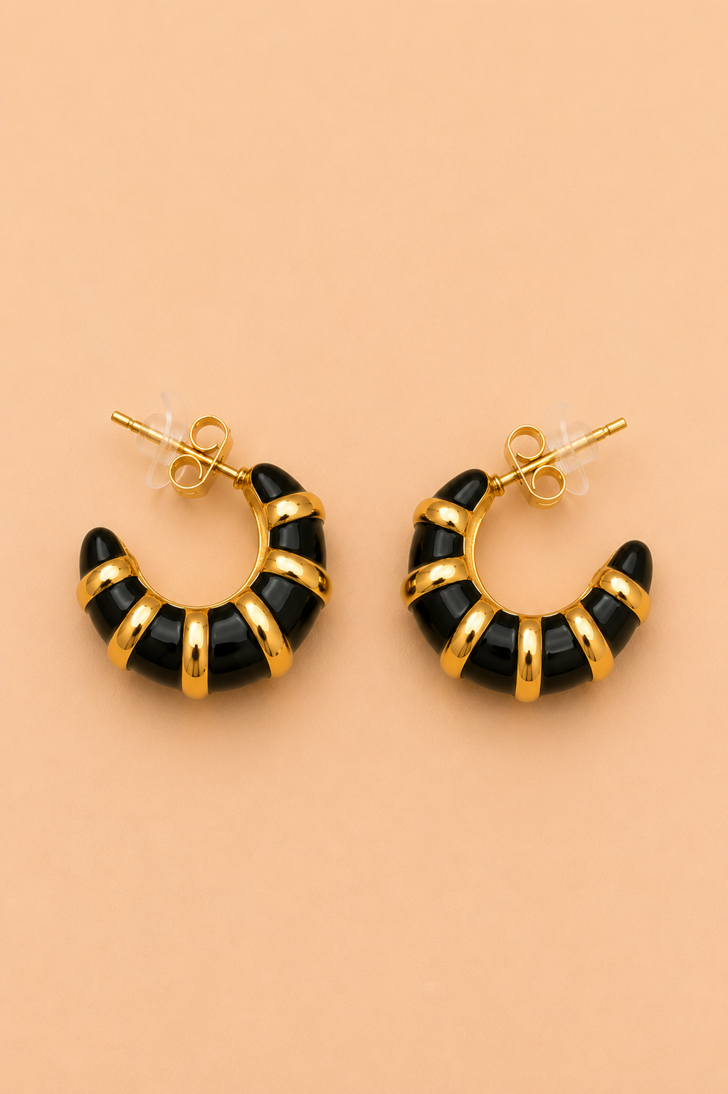 Noir Croissant 18K Gold-Plated Hoop Earrings
