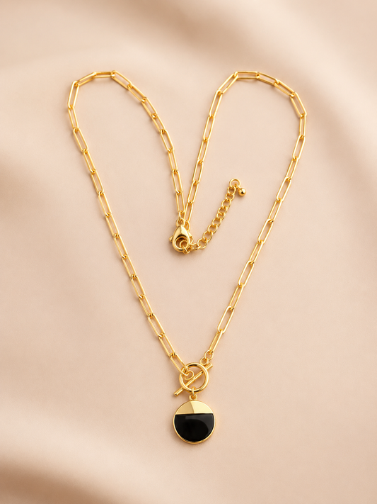 Noir Signet 18K Gold-Plated Pendant Necklace