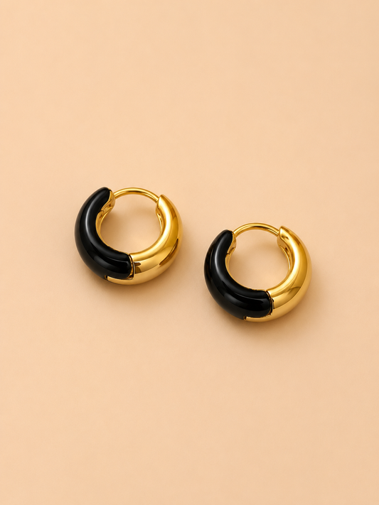 Noir Arc 18K Gold-Plated Huggie Hoop Earrings