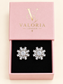 Celeste Crystal Sunburst Earrings presented in a pink Valoria London jewellery box