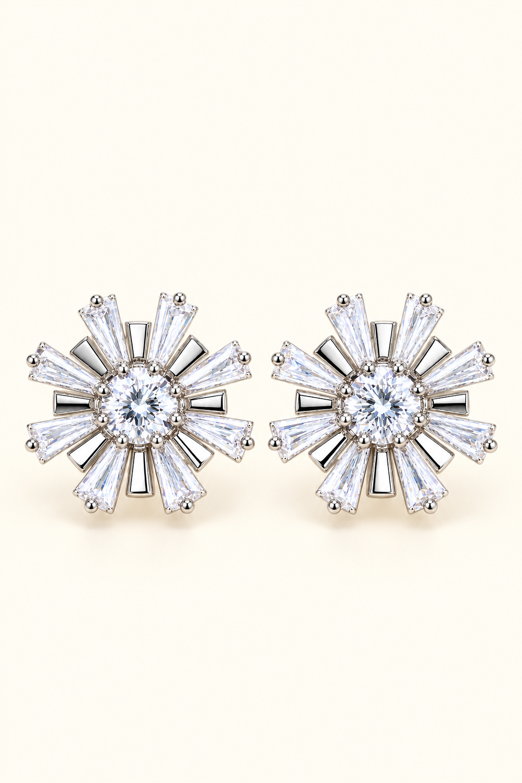 Celeste Crystal Sunburst Earrings with sparkling baguette-cut crystals
