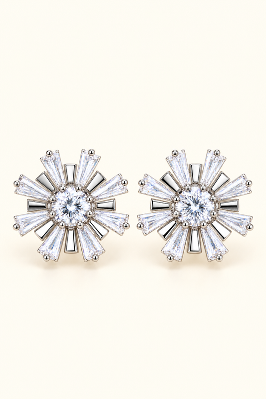 Celeste Crystal Sunburst Earrings with sparkling baguette-cut crystals