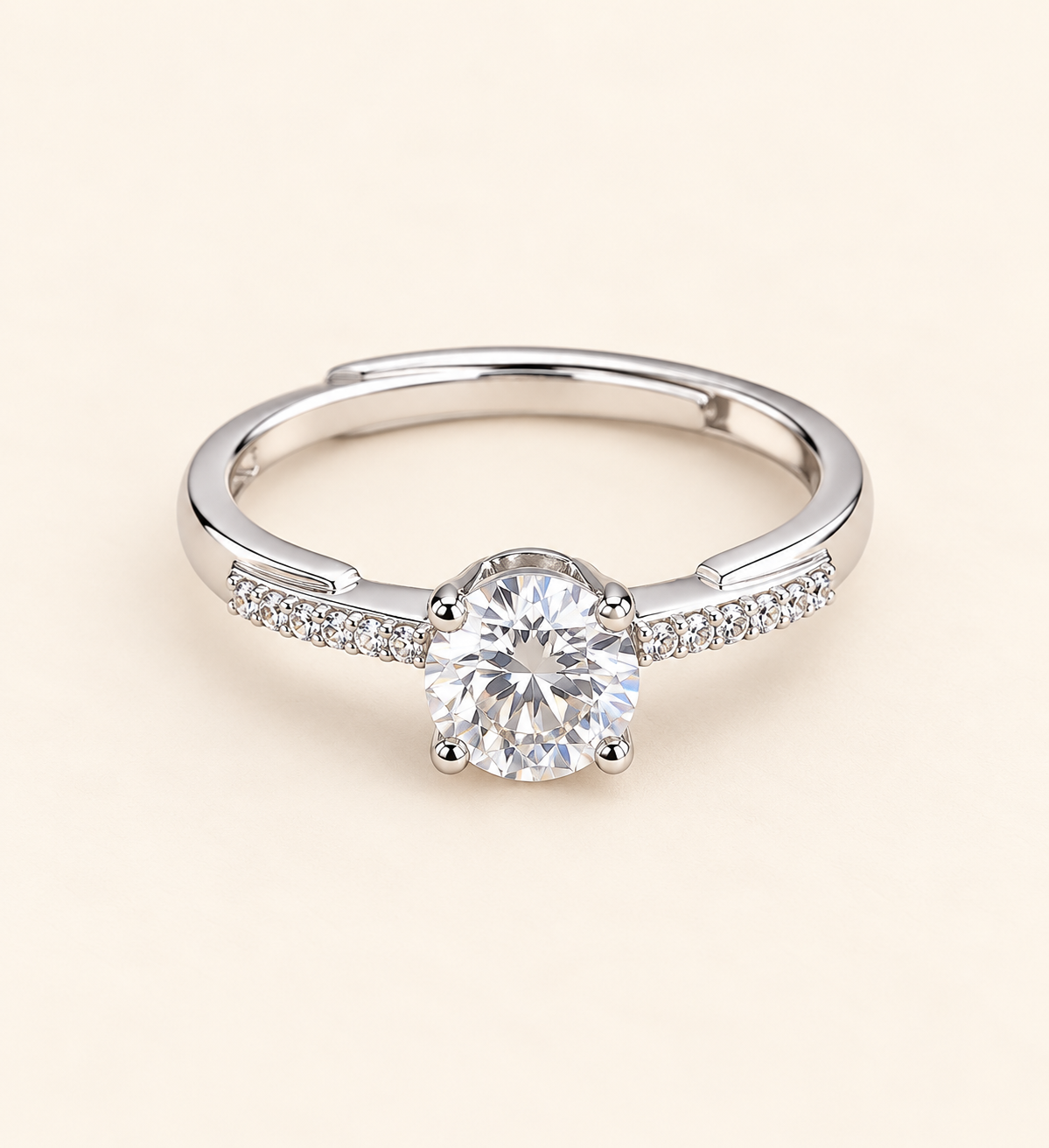 ICeleste Round Crystal Pavé Ring with brilliant round centre stone