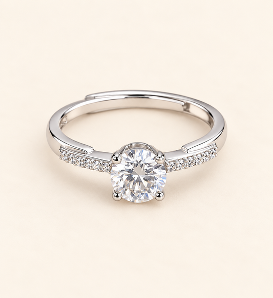 ICeleste Round Crystal Pavé Ring with brilliant round centre stone