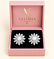 Daisy Pearl Bloom Earrings presented in pink Valoria London jewellery box