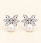 Fleur Pearl Drop Earrings with marquise-cut crystals and pearl drops