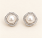 Florence Pearl Halo Earrings with pearl centre and baguette crystal halo