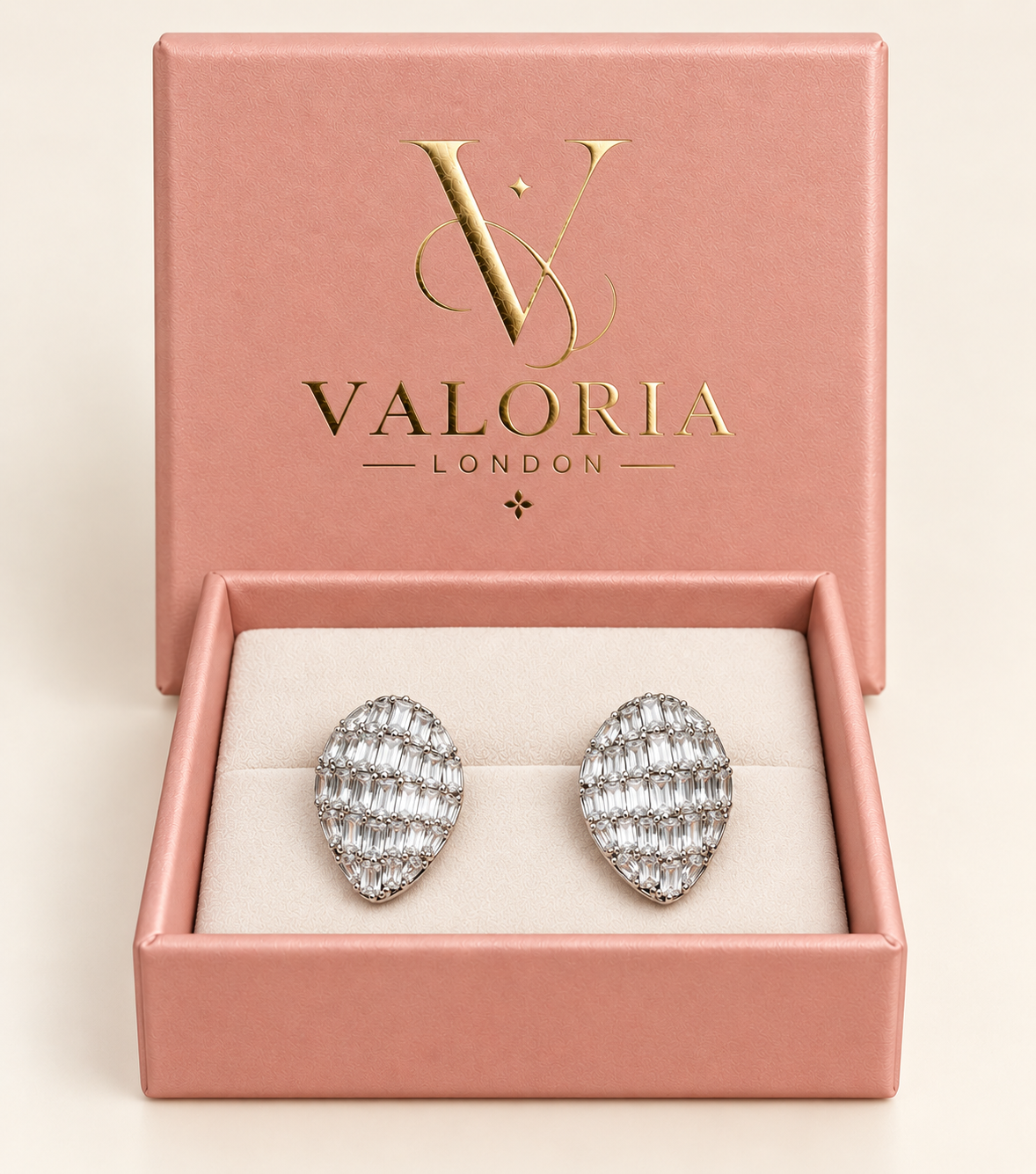 Back view of Geneva Baguette Crystal Earrings showing stud fastening