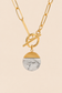 Ivory Aurelia gold paperclip toggle necklace with white marble-effect pendant