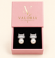 Luna Crystal Cat & Pearl Earrings presented in Valoria London jewellery box