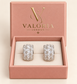 Milan Crystal Huggie Earrings presented in Valoria London jewellery box
