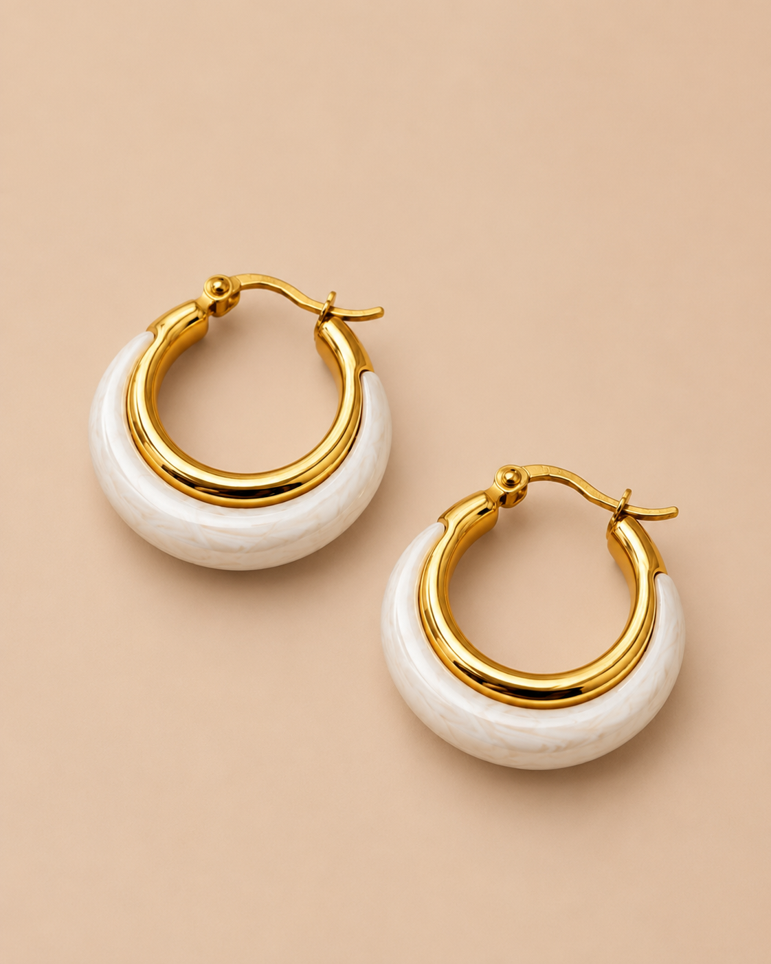 Pearl Halo 18K Gold-Plated Statement Hoop Earrings