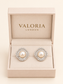 Serena Pearl Halo Earrings presented in Valoria London jewellery box