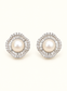 Serena Pearl Halo Earrings with pearl centre and double crystal halo