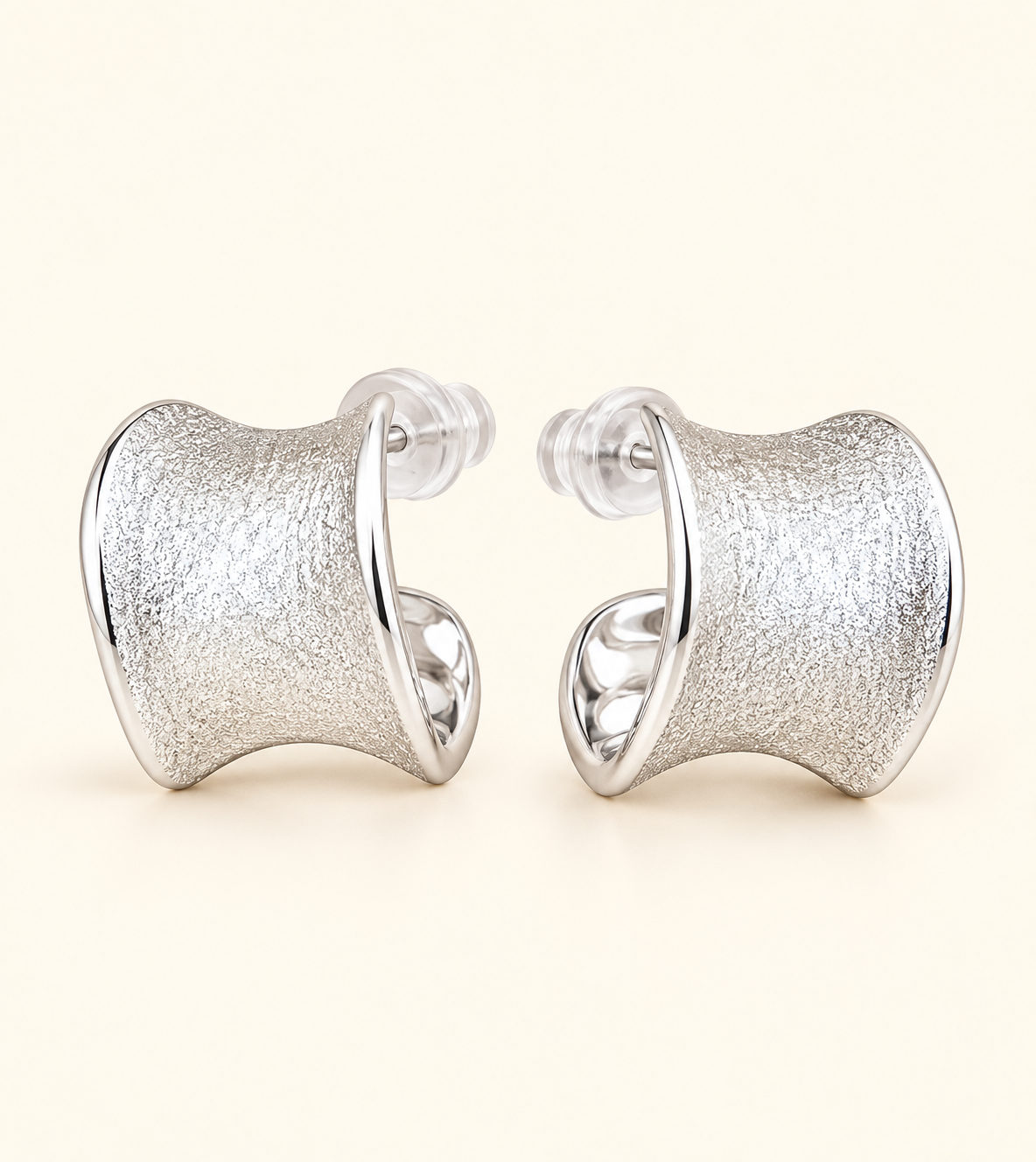 Sienna Sculpted Statement Earrings in textured silver-tone finish