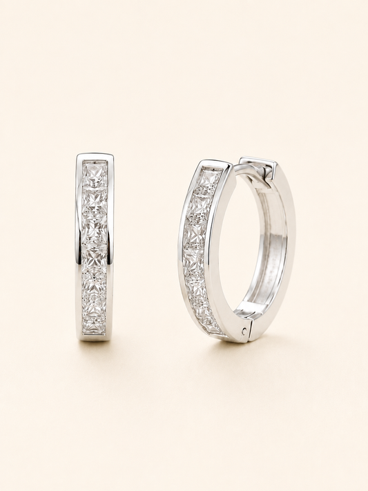Celeste 925 sterling silver crystal huggie hoop earrings