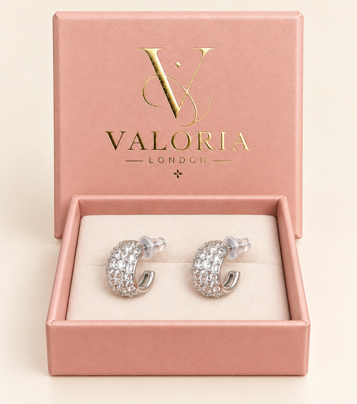 Vienna Crystal Statement Earrings presented in a Valoria London jewellery box